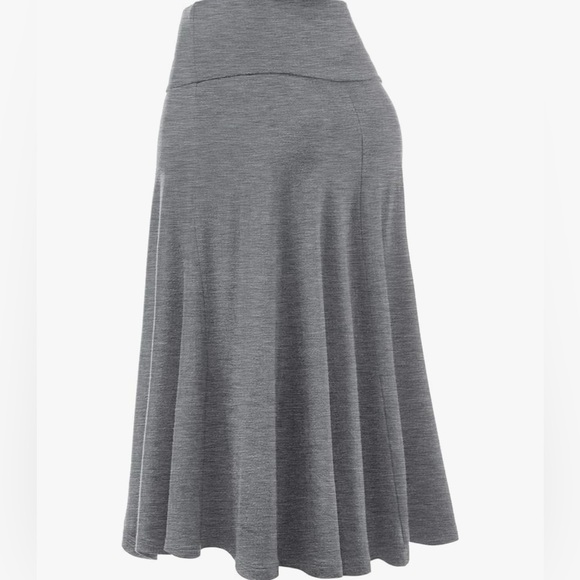 Women's Solid Ombre Lightweight Flare Midi Pull On Closure Skirt -d.grey 1105 - Picture 3 of 6